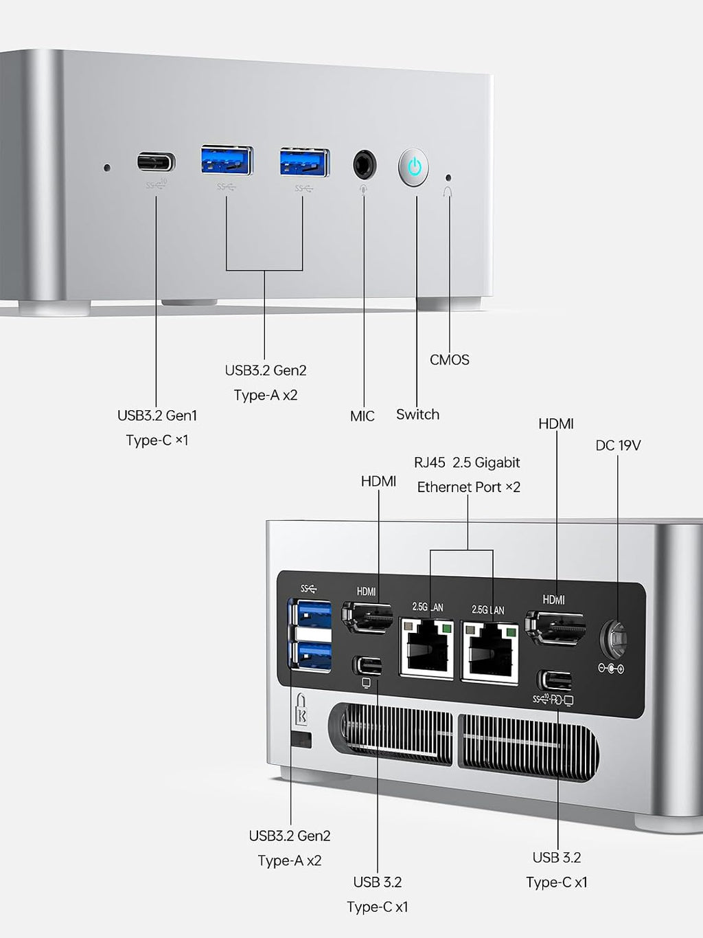 MINISFORUM Mini PC NAB6 Lite Intel Core i5-12600H,12 Cores 16 Threads,up to 4.5GHz 16GB RAM DDR4 1TB PCIe4.0 SSD Dual 2.5 G RJ45 LAN Mini Desktop Computer,2 x HDMI,7 x USB Port,WiFi 6,BT5.2