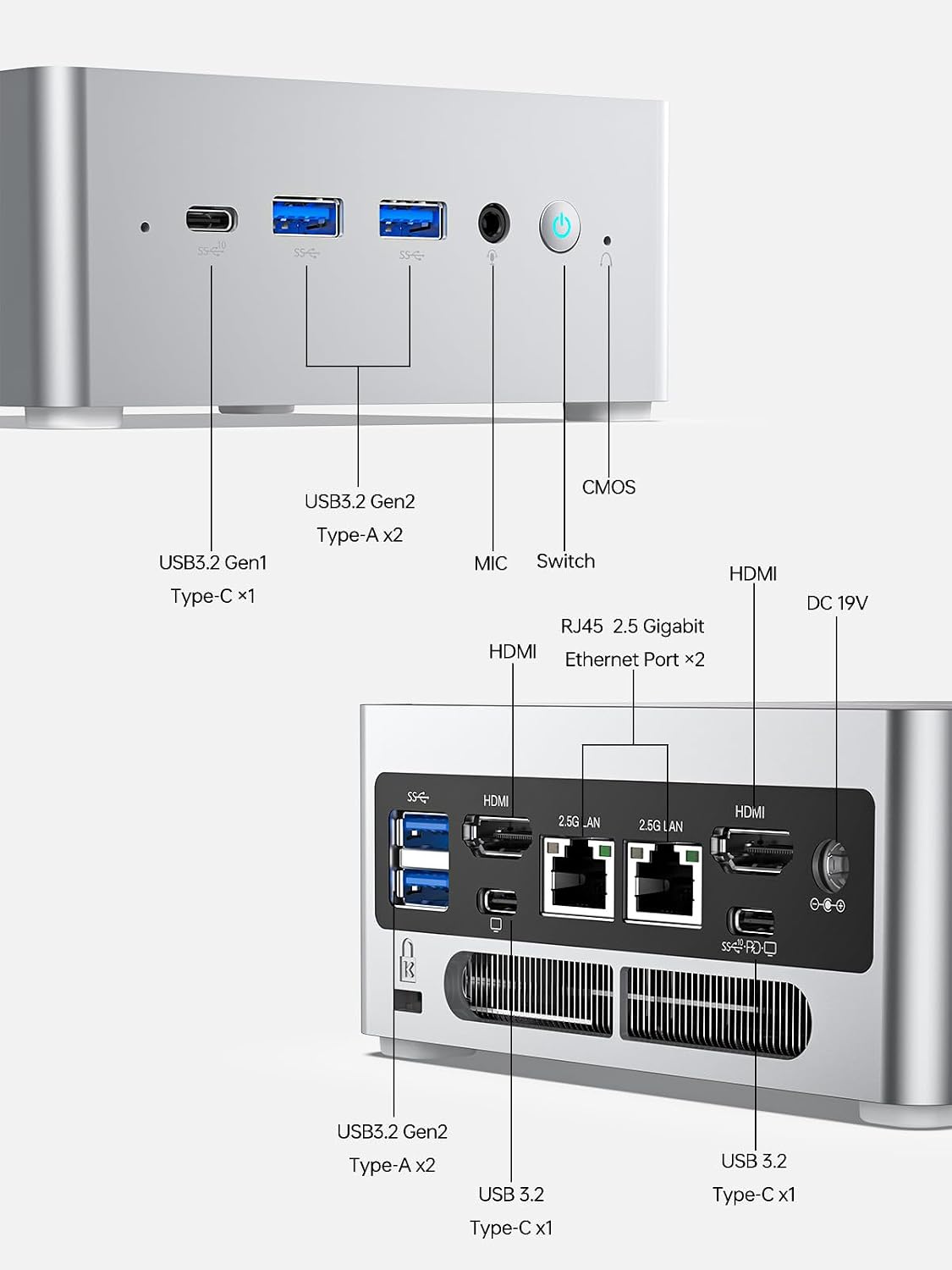 MINISFORUM Mini PC NAB6 Lite Intel Core i5-12600H,12 Cores 16 Threads,up to 4.5GHz 16GB RAM DDR4 1TB PCIe4.0 SSD Dual 2.5 G RJ45 LAN Mini Desktop Computer,2 x HDMI,7 x USB Port,WiFi 6,BT5.2