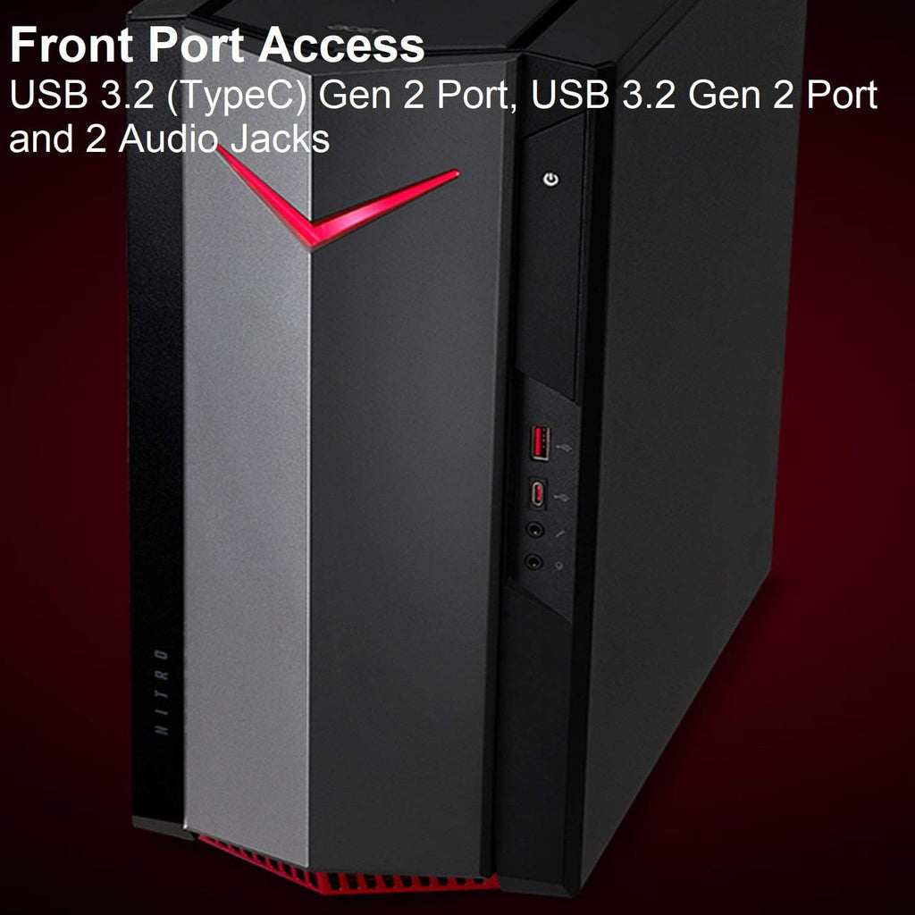 Acer Nitro 50 N50-620-UA91 Gaming Desktop | 11th Gen Intel Core i5-11400F 6-Core Processor | NVIDIA GeForce GTX 1650 | 8GB DDR4 | 512GB NVMe M.2 SSD | Intel Wi-Fi 6 AX201 |