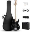 Ktaxon 4 String Bass Guitar Full Size Electric Bass Guitar Starter Kit with 20W AMP, Portable Gip Bag, Premium Cable, Adjustable Strap, Picks and Wrench, Gift For Music Lover(Set-Black)