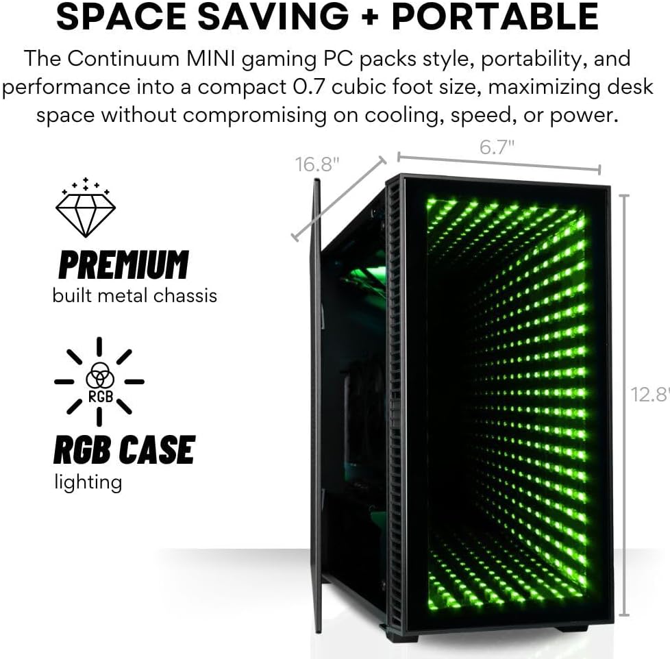 Continuum Mini Gaming Desktop - NVD GeForce RTX 5060 Ti 8GB, Intel 14-Core 14600KF (>i7-12700K) CPU, 32GB DDR5 RAM, 2TB Gen4 NVMe SSD, WiFi 6E, Windows 11 Pro - Tiny Liquid Cooled RGB Gamer Computer
