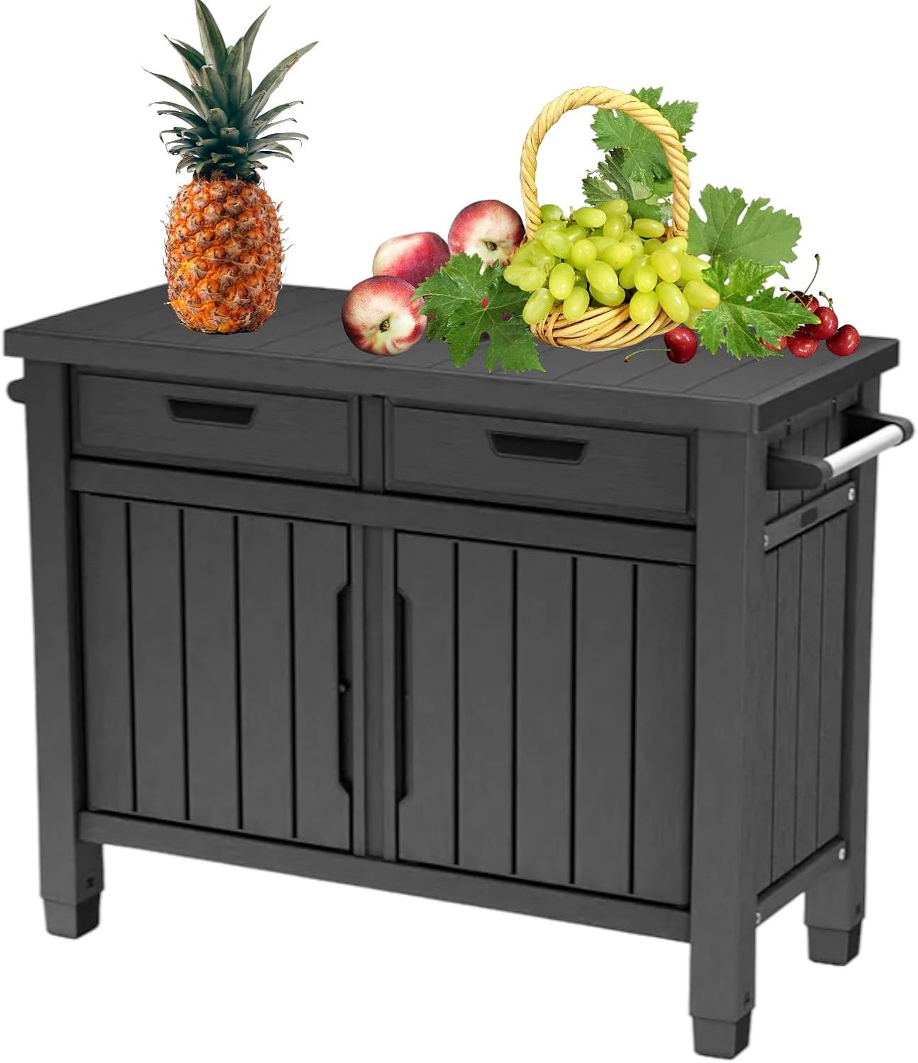 Generic Enhance Your Outdoor Space with The Outdoor Grill Table with Storage Cabinet in Graphite Gray. Perfect for Grilling, Entertaining, and Storage Needs, X-Large