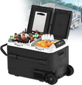 Portable Car Refrigerator, Dual Zone -4℉-68℉ Fridge Freezer, 12/24V DC, Fast Cooling & Wheels for Travel, Camping, Truck, RV & Home Use,Withbattery-40L