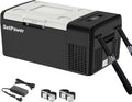 Setpower Car Refrigerator Electric Cooler 15L/15.8QT, Car Fridge Portable Freezer 12V Refrigerator Plug In Camping Cooler 12/24V DC 110/240V AC for Truck RV Travel Road Trip, Black