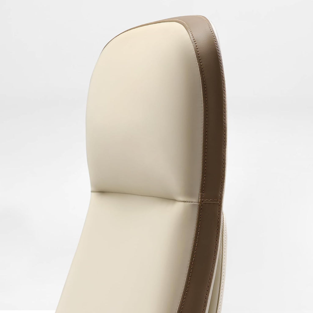 EUREKA ERGONOMIC Alto Leather Desk Chair, Silicone Leather Office Chair with Wheels, High Back Office Chair, Executive Office Chair Comfy for Home & Office, Off-White