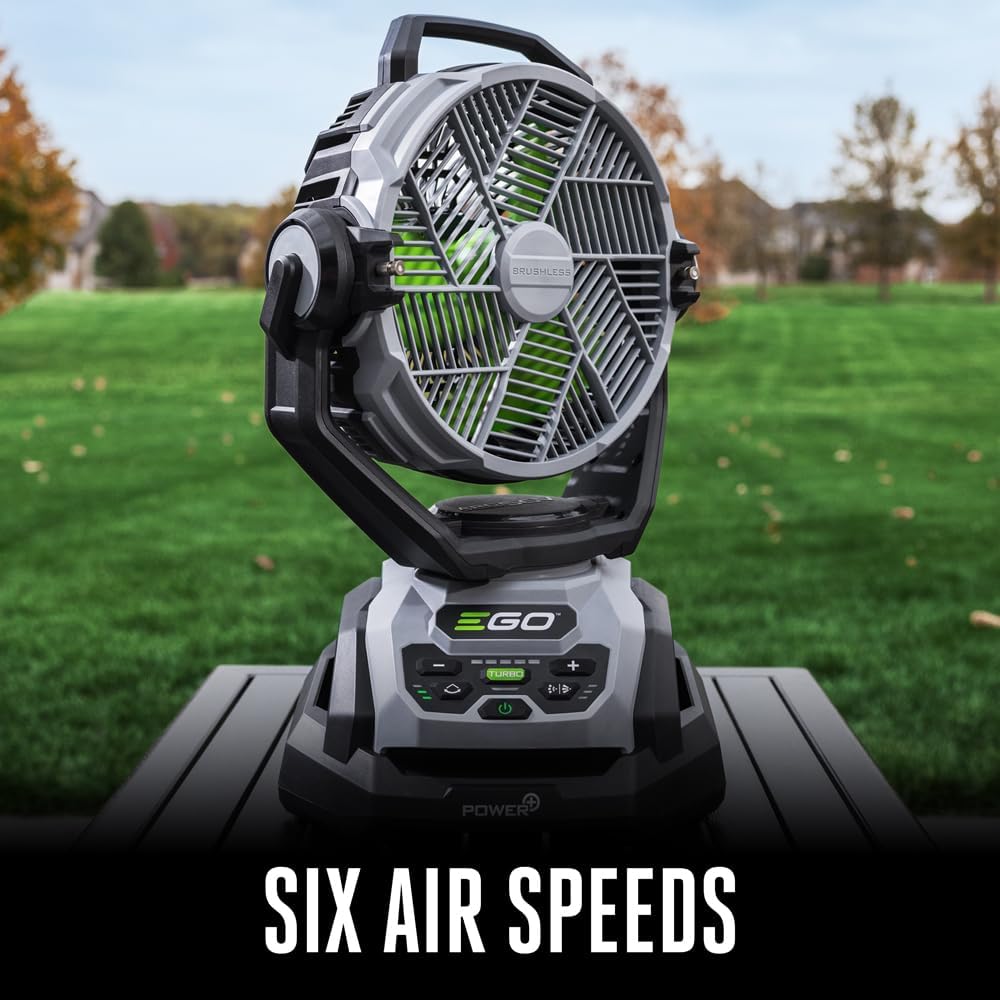 EGO Power+ FN1000 10-Inch 1700CFM 20MPH Oscillating Misting Fan with 6 Speed Modes, 3 Oscillation Modes, 3 Misting Modes, Battery and Charger Not Included, Black