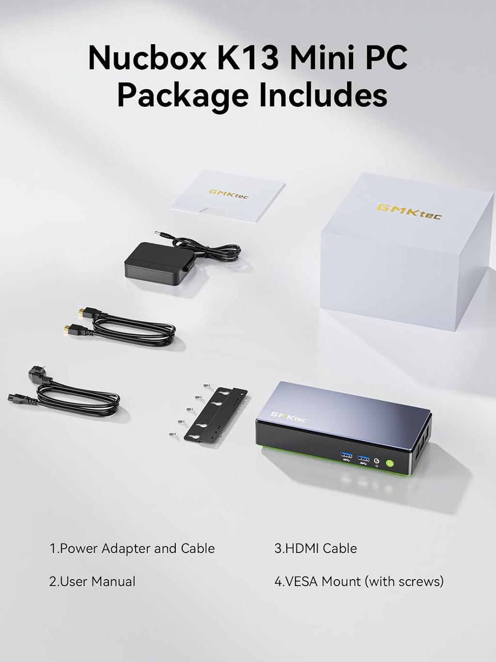 GMKtec K13 Mini PC AI Intel Ultra 7 256V (up to 4.8GHz) 16GB DDR5 1TB PCIe 4.0 SSD Gaming Mini Computer, 2X M.2 Expansion Slots, HDMI, USB4 Screen 8K Display