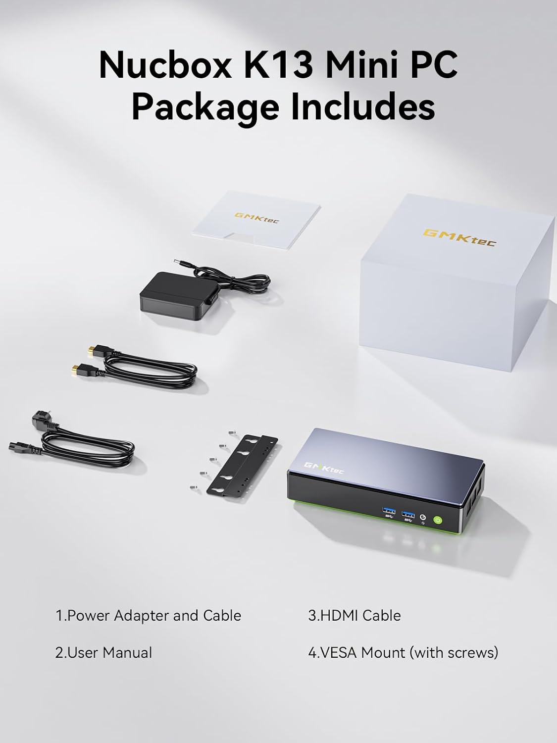 GMKtec K13 Mini PC AI Intel Ultra 7 256V (up to 4.8GHz) 16GB DDR5 1TB PCIe 4.0 SSD Gaming Mini Computer, 2X M.2 Expansion Slots, HDMI, USB4 Screen 8K Display