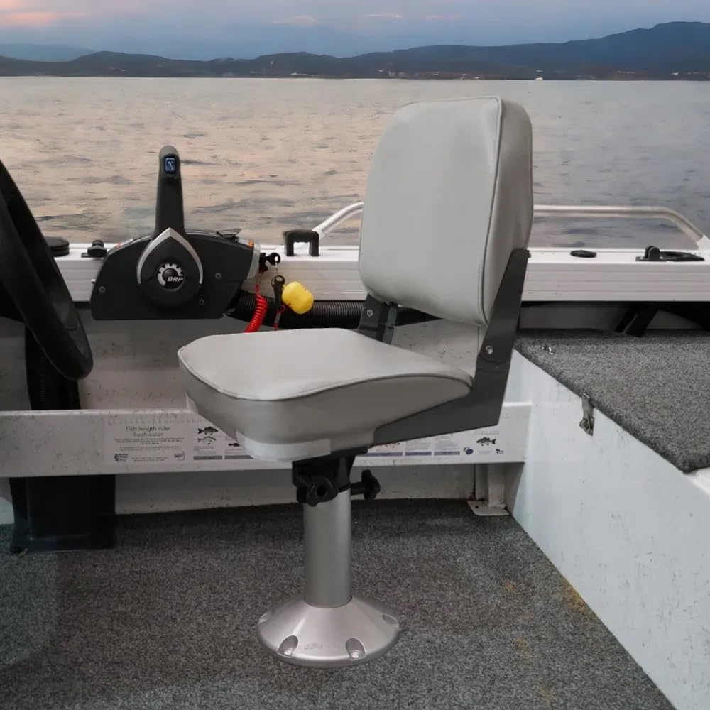 Oceansouth Deluxe Folding Boat seat (Grey/Charcoal) Fishing Folding Chair Accessories Kayak Boat Seats seat Covers Back Pack Canoe Paddle Board Waterproof Cushions Boating Swivel Chairs Jon Bench