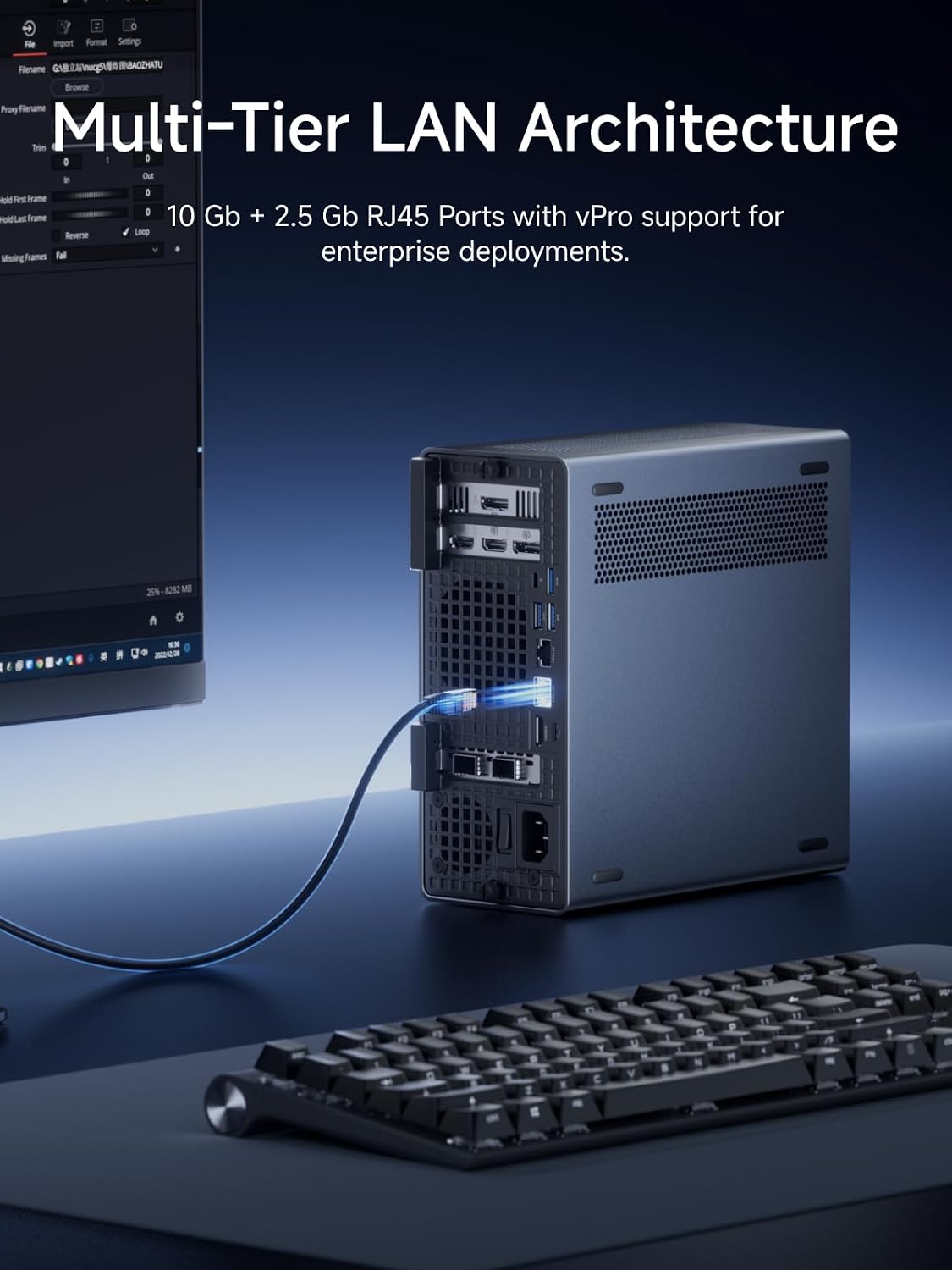 MINISFORUM MS-02 Ultra Mini Workstation Core Ultra 9 285HX(24C/24T, up to 5.5GHz) Barebone without RAM/SSD/OS, 2x25G SFP+, 1x10G + 1x2.5G RJ45, HDMI|2xUSB4 V2 Output, 4x DDR5 Slot, 4x SSD Slot Mini PC