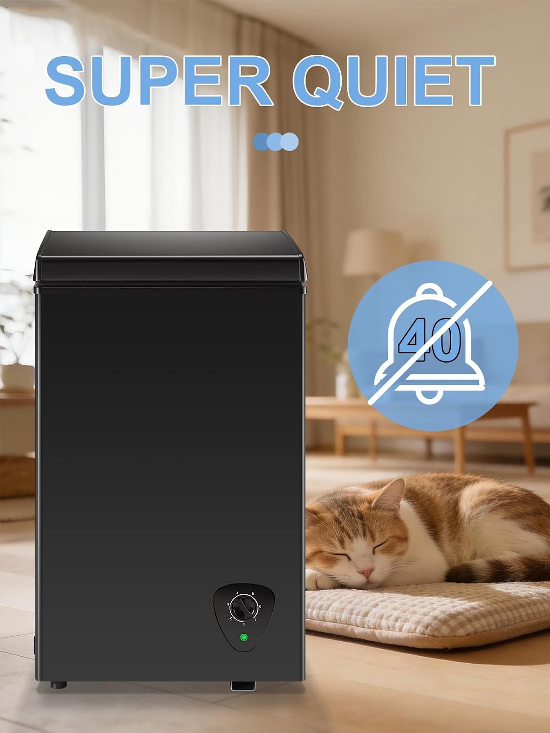 Chest Freezer Small Deep Freezer WANAI 2.2 Cu.Ft Mini Freezer Free-Standing Top Door Freezer Adjustable 7 Thermostat and Removable Basket Open Deep Freezer Apartment Kitchen, Black