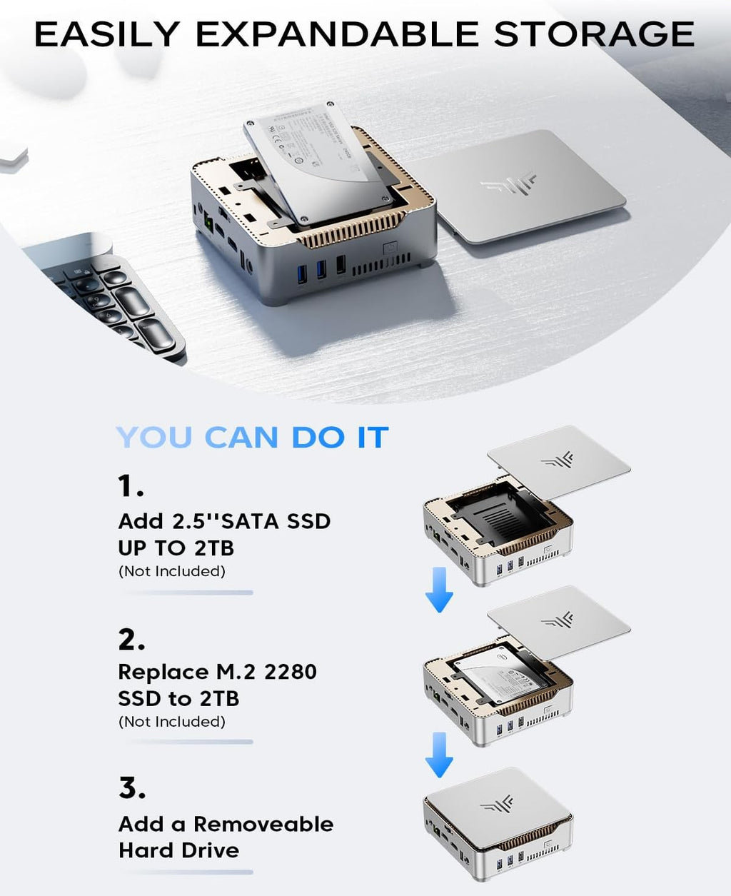 KAMRUI GK3PLUS Mini PC 16GB RAM 512GB SSD, 12th Gen Alder Lake-N95 (up to 3.4GHz) Mini Desktop Computer, Support Triple 4K Display, USB-C, WiFi, Bluetooth, Ethernet, for Business, Education, Home
