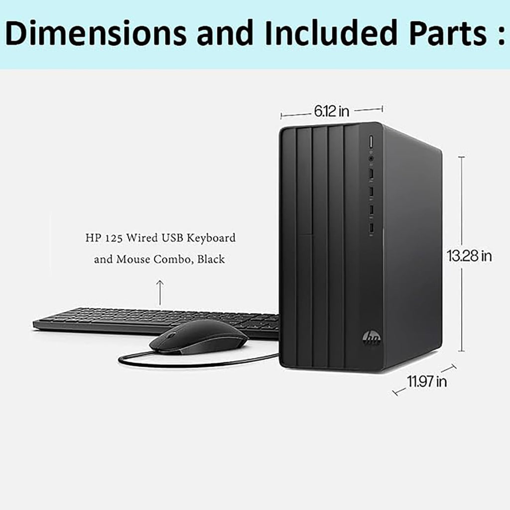 HP Desktop Computer Tower PC, Intel Quad-Core I3-13100 (3.4GHz), 8GB RAM, 256GB PCIe SSD, WiFi Adapter, VGA, HDMI, RJ-45, Mouse Included, Windows 11 Home, Ideal for Home Office, Business & Student