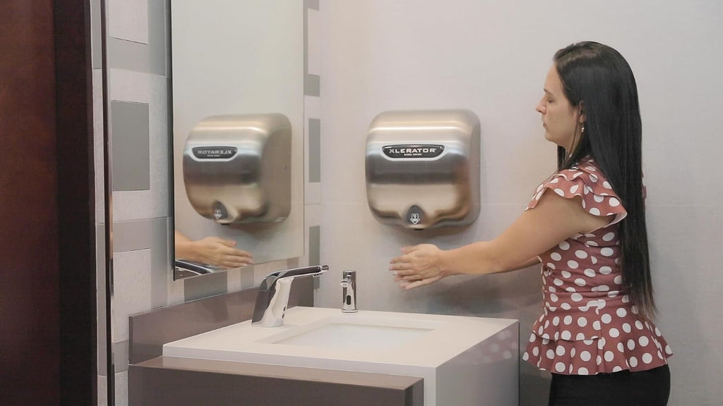 XLERATOR XL-SB Automatic High Speed Hand Dryer with Brushed Stainless Steel Cover and 1.1 Noise Reduction Nozzle, 12.5 A, 110/120 V