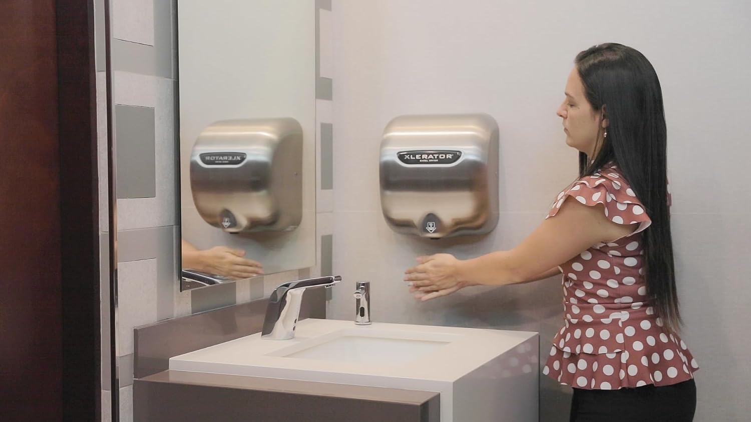 XLERATOR XL-SB Automatic High Speed Hand Dryer with Brushed Stainless Steel Cover and 1.1 Noise Reduction Nozzle, 12.5 A, 110/120 V