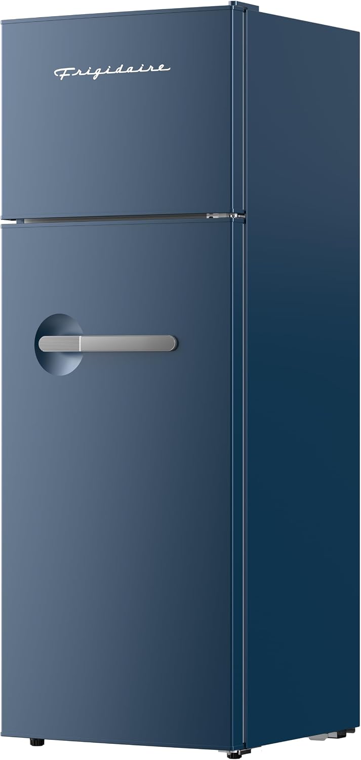 Frigidaire Retro Apartment Size Refrigerator with Top Freezer - 2 Door Fridge with 7.5 Cu Ft of Storage Capacity, Adjustable Spill-Proof Shelves, Door & Crisper Bins, Azure