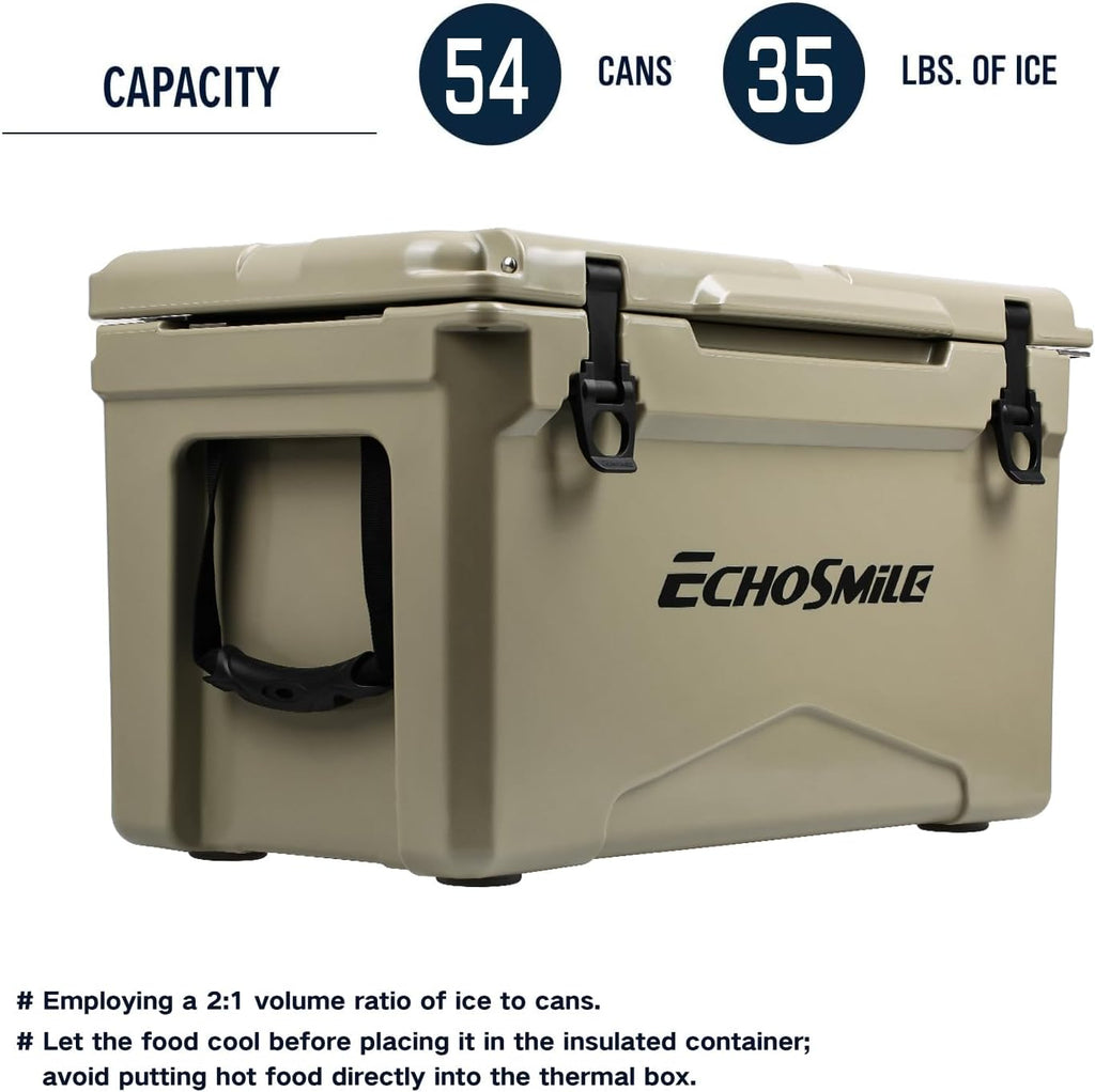 EchoSmile 25/30/35/40/60/75 Quart Rotomolded Cooler, Built to Stand up to The Rigors of The Journey