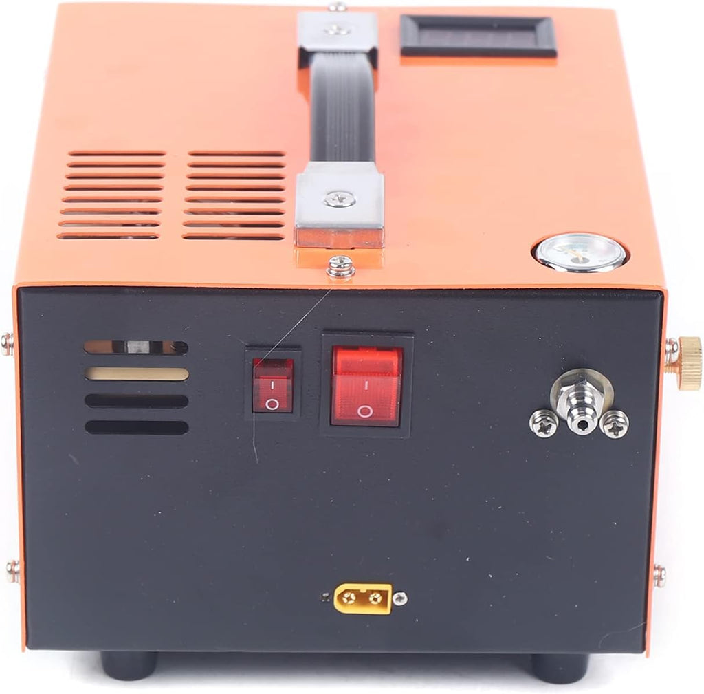 Electric Air Compressor 300 Bar 4500Psi, 12V 30Mpa High Pressure Airgun High Pressure Air Compressor Built-in Transformer Portable High Pressure Pump with Fan Cooling System & LED Display