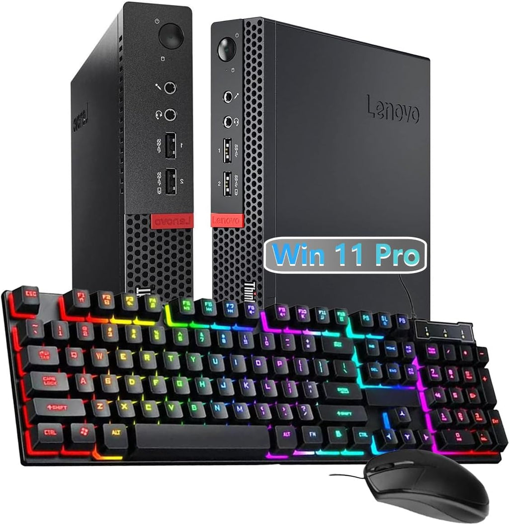 Lenovo ThinkCentre M710Q Mini Tiny Business Desktop PC, Windows 11 Pro, Core 6100, 8GB RAM, 256GB SSD, Keyboard, Mouse, DisplayPort, WiFi (Renewed)