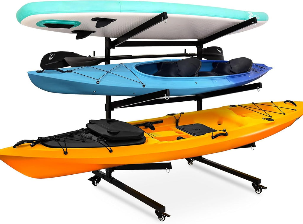 Kayak Storage Rack with Lockable casters,Thickened Heavy Duty Kayak Stand, for Indoor, Outdoor, Garage, shed, Marina Kayak Storage Racks