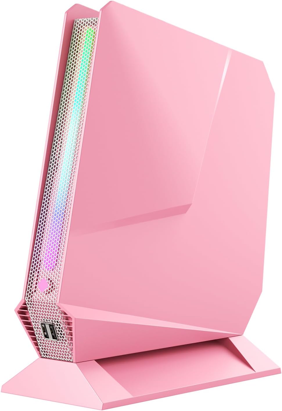 sinbun Mini Gaming PC, in-tel Core i9-9980HK(8C/16T, Max 4.8GHz), GeForce GTX1650 4G RGB Lights Gaming Computer, 16GB RAM 512GB SSD, Triple 4K Display, WiFi 6E BT 5.3, 1G LAN, Windows 11 Pro, Pink