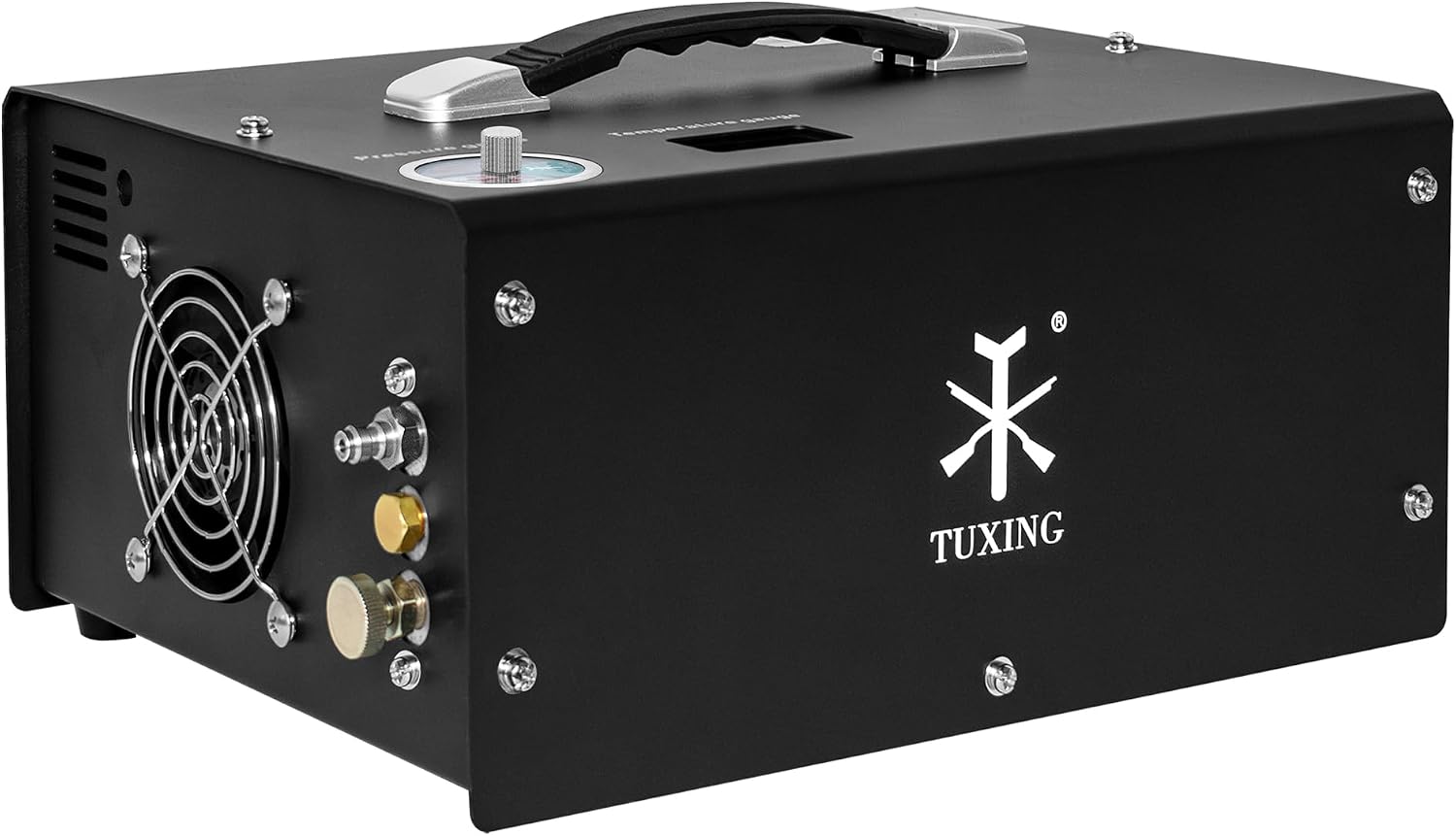 TUXING Portable PCP Air Compressor, 4500Psi/30Mpa, Auto Stop,Built-in Converter Powered by Car 12V DC or Home 110V AC,Paintball Tank Compressor with Extra Moisture-Oil Separator