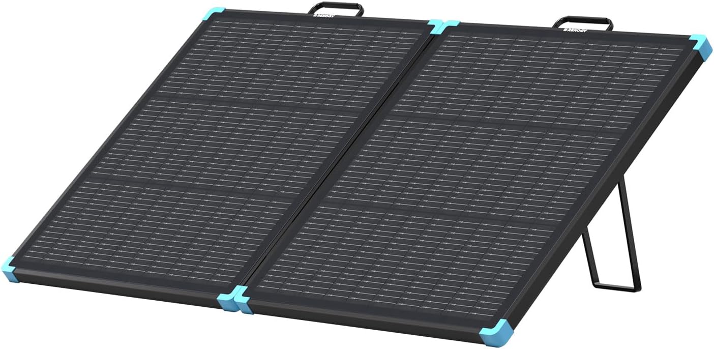 Renogy 100 Watt Solar Panel Suitcase, N-Type 100W Portable Foldable Solar Panels, 25% High Efficiency with 19% Lighter, Fast Setup with Kickstands, IP67 Waterproof for RV, Camping, Off-Grid, Blackouts
