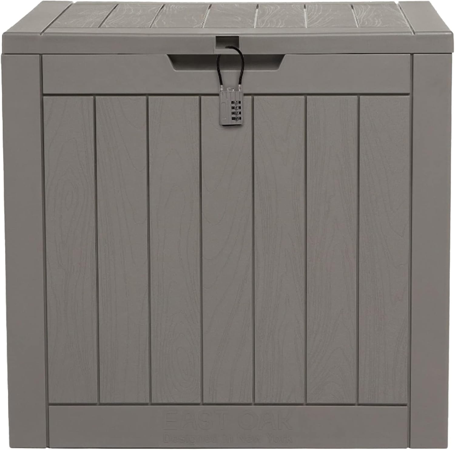 Suncast 50 Gallon Medium Capacity All Weather Construction Resin Outdoor Storage Deck Box with Arched Lid for Patio, Garden, or Pool, Peppercorn | EAST OAK Deck Box, 31 Gallon Indoor and Outdoor Storage Box