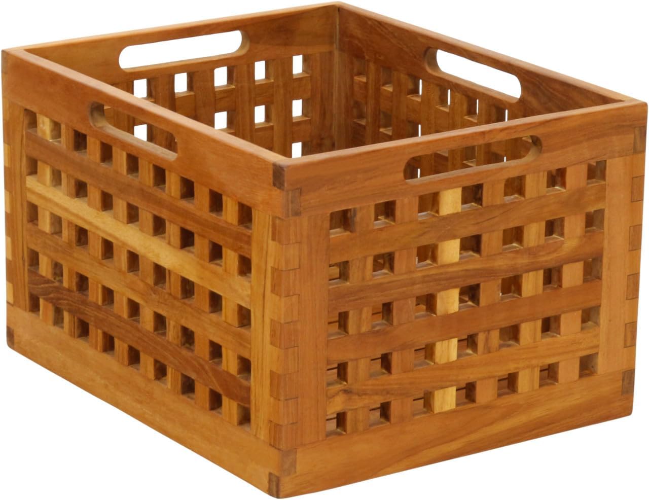 AquaTeak Grate Large Teak Storage Bin