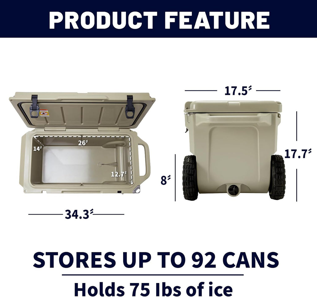 EchoSmile 25/30/35/40/60/75 Quart Rotomolded Cooler, Built to Stand up to The Rigors of The Journey