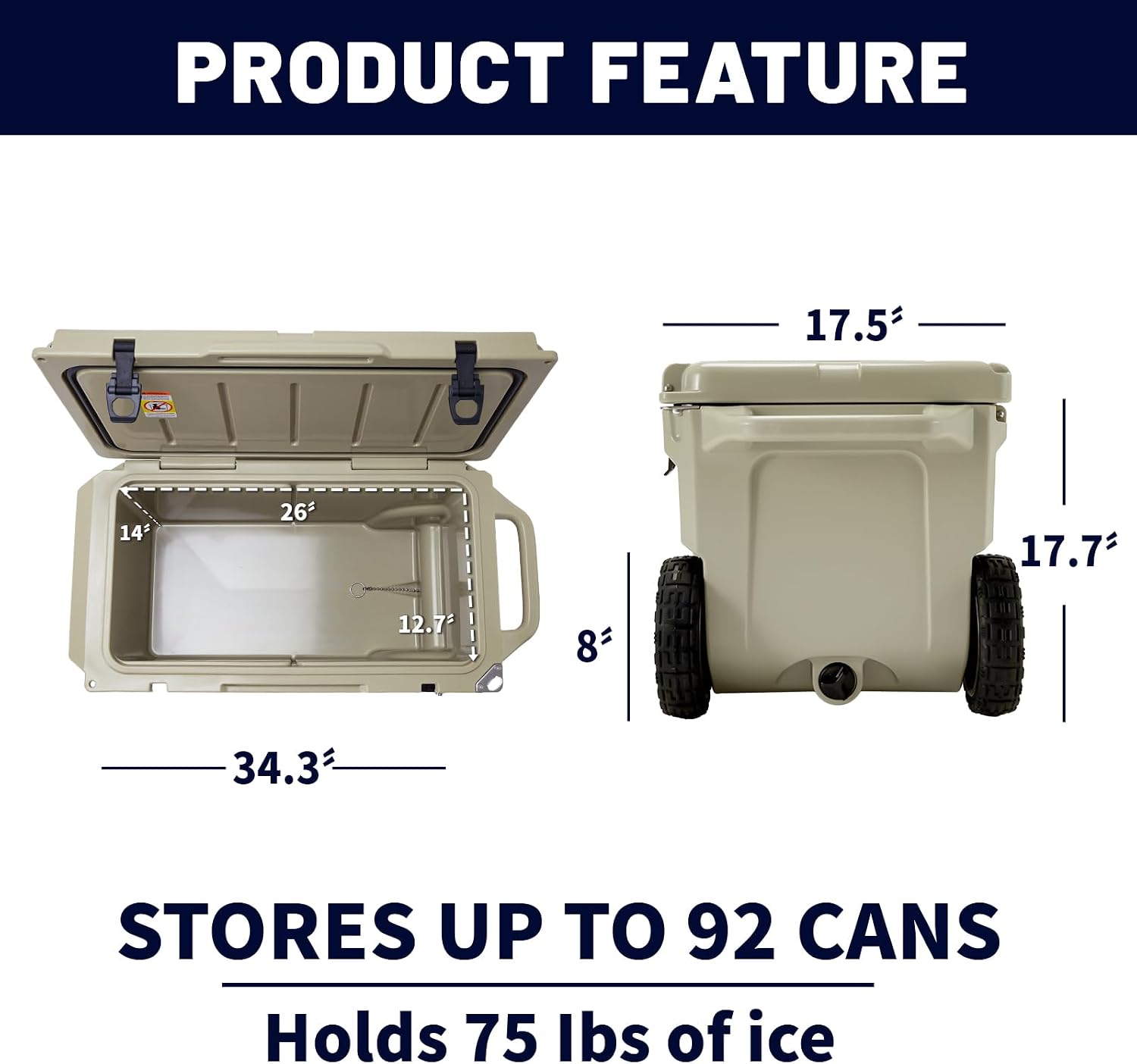 EchoSmile 25/30/35/40/60/75 Quart Rotomolded Cooler, Built to Stand up to The Rigors of The Journey