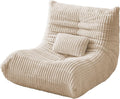 Bean Bag Chair with Lumbar Pillow, Gaint Bean Bag Chairs for Adults, Oversized Corduroy Beanbag Chair with Memory Foam Filled, Lazy Floor Sofa for Reading Gaming Living Room Bedroom (Beige)