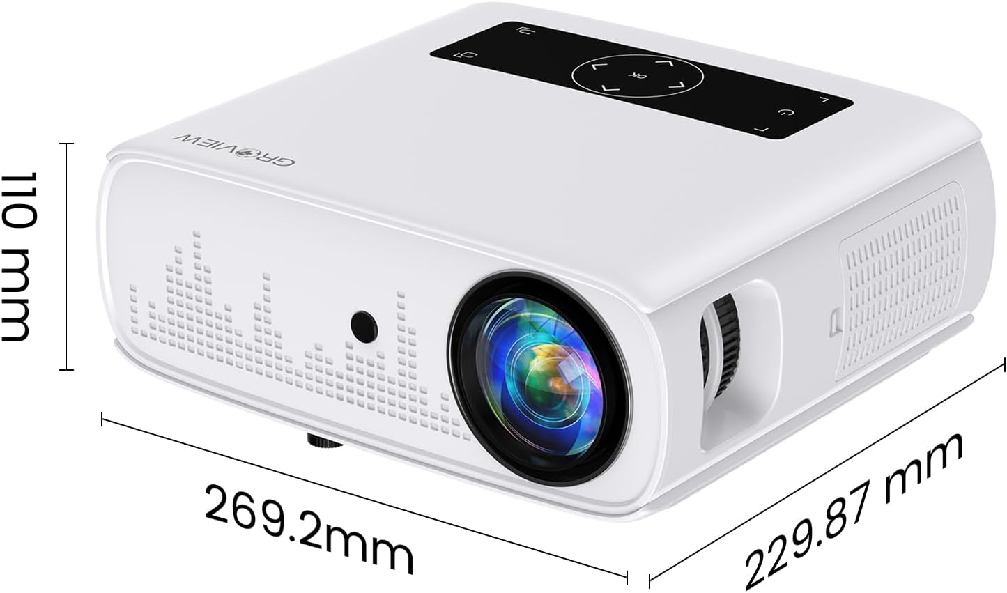 GROVIEW Projector, 15000lux 490ANSI Native 1080P WiFi Bluetooth Projector, 300'' Video Projector, Supports 4K & Zoom, 5G Sync, Compatible with HDMI USB/ AV/ Smartphone/ Pad/ Laptop/ DVD/ TV Stick/ PS5