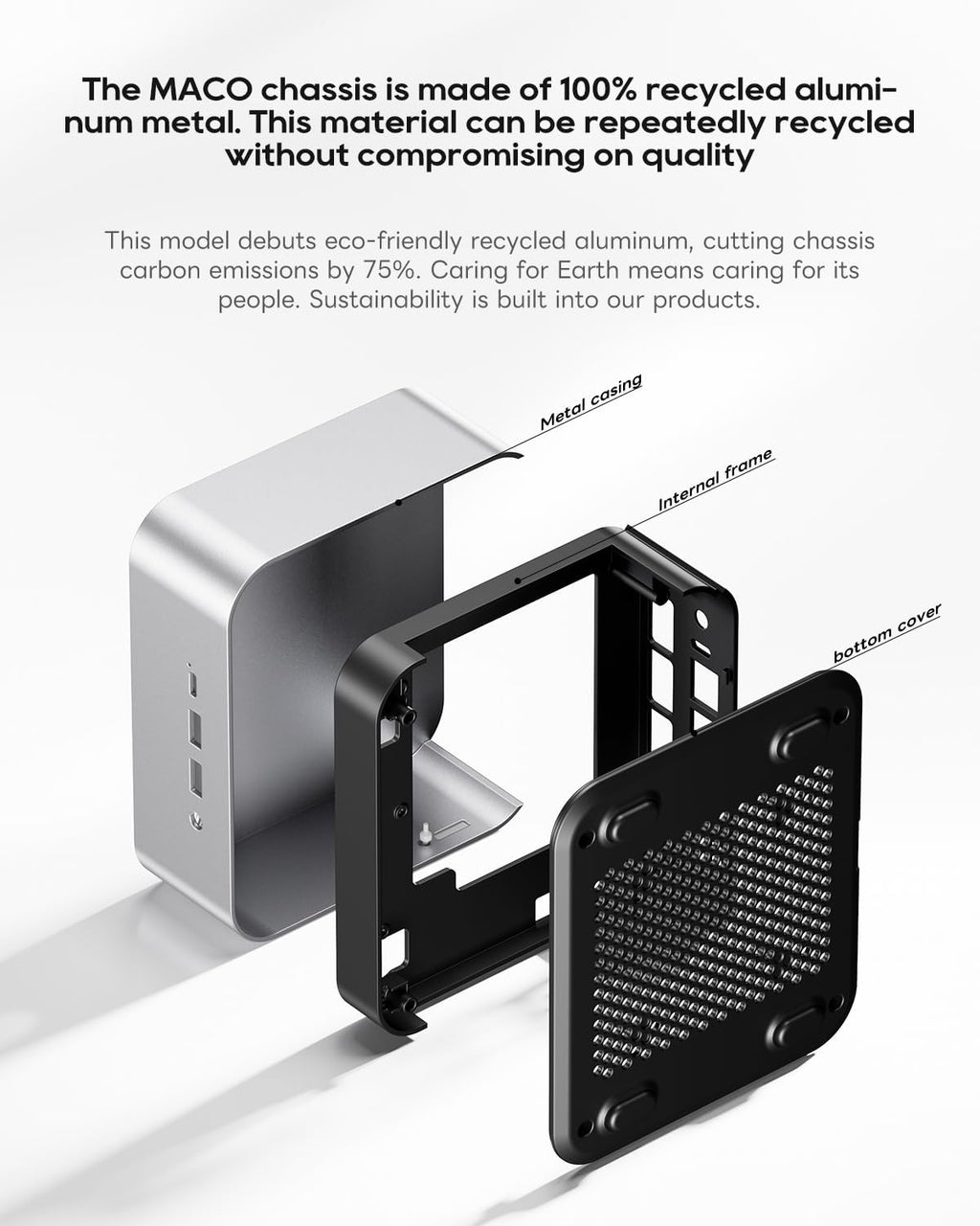 AOOSTAR MACO AMD R7 H255 Mini PC(8C/16T,up to 4.9 Ghz), NO RAM/SSD/OS Mini Gaming PC with OCULINK/ 2*USB4/HD2.1/1 xDP 1.4, 2X 2.5G LAN,2*M.2 Slots
