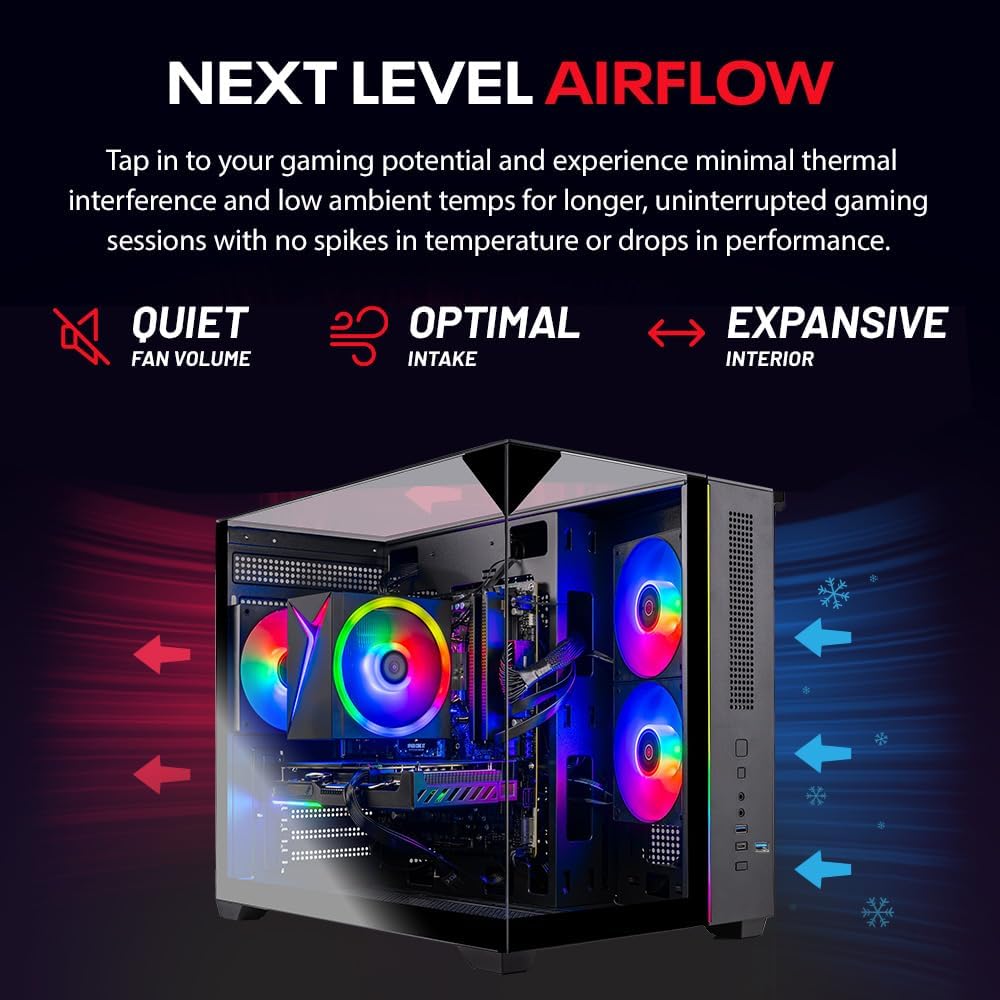 Skytech Gaming Crystal Desktop PC, Intel Ultra 5 245K 4.2 GHz (5.2 GHz Turbo), AMD RX 9060 XT 16GB, 1TB Gen4 NVMe SSD, 32GB DDR5 RAM 5600 RGB, 650W Gold PSU, Wi-Fi, Win 11