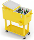 VINGLI Rolling Ice Chest, Portable Patio Party Bar Drink Cooler Cart, with Shelf, Beverage Pool with Bottle Opener