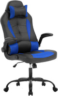PC Gaming Chair Ergonomic Office Chair Computer Desk Chair with Armrests Headrest and Lumbar Support High Back PU Leather Executive Racing Chair for Home (Blue)