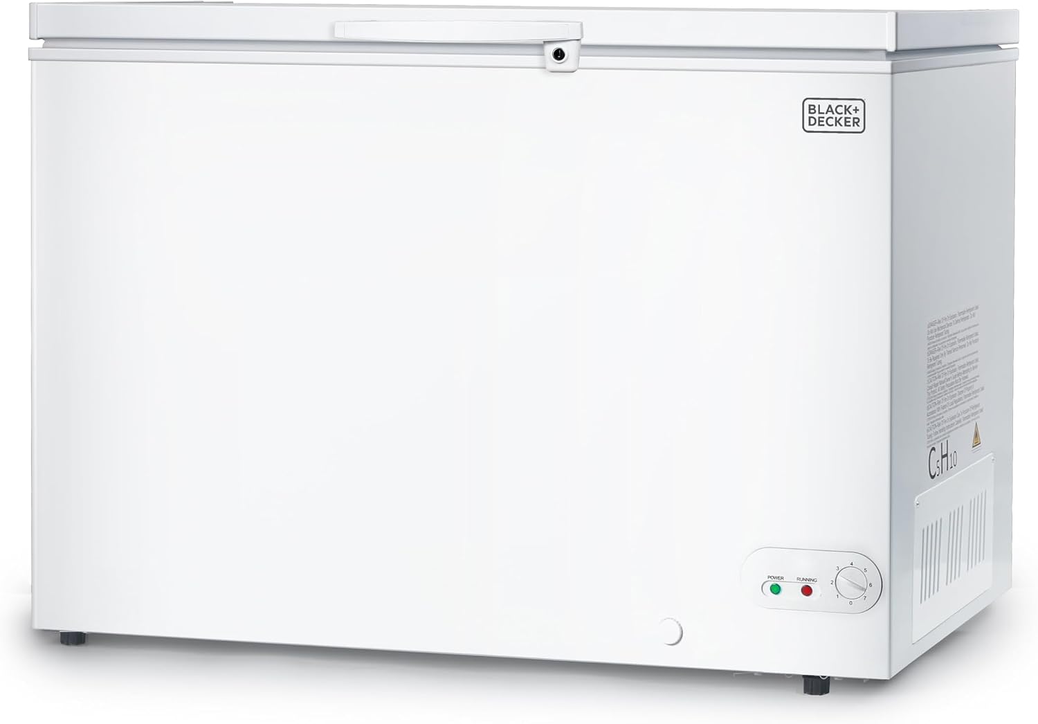 BLACK+DECKER 10 Cu. Ft. Chest Freezer, Deep Freezer with Top Opening, Freezer Chest with Removable Storage Basket, Mechanical Temperature Control, Manual Defrost, R600a Refrigerant, BCF1000E, White