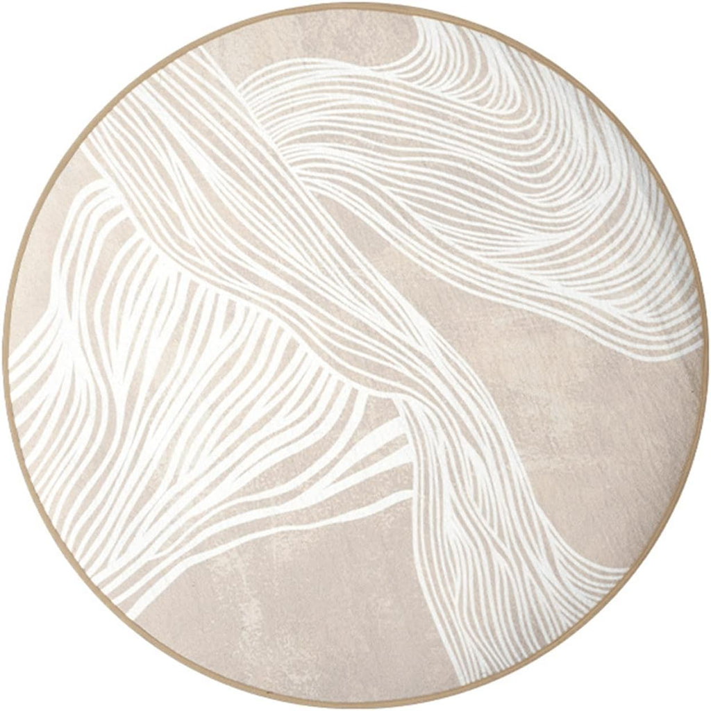 Round Office Chair Mat for Hardwood Floor Computer Gaming Rolling Chair Mat Floor Protector Mat Desk Rug Wood Tile Protection Mat for Office Home, Beige White, Diameter 56'