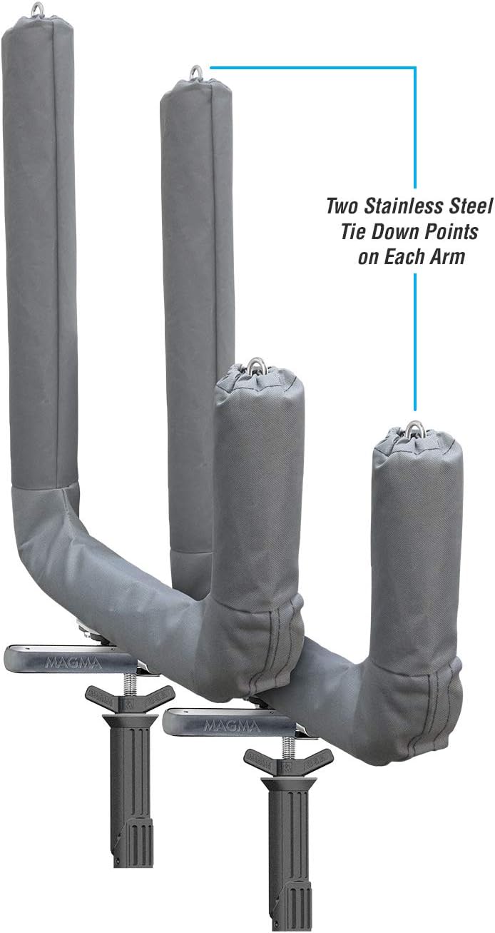 MAGMA Kayak/SUP Boat Rack R10-625 - 304 Stainless Steel Storage for Kayaks & Paddle Boards - Fits Standard Rod holder - Includes Padding & Tie-Down Points - Quick-Release Knob System