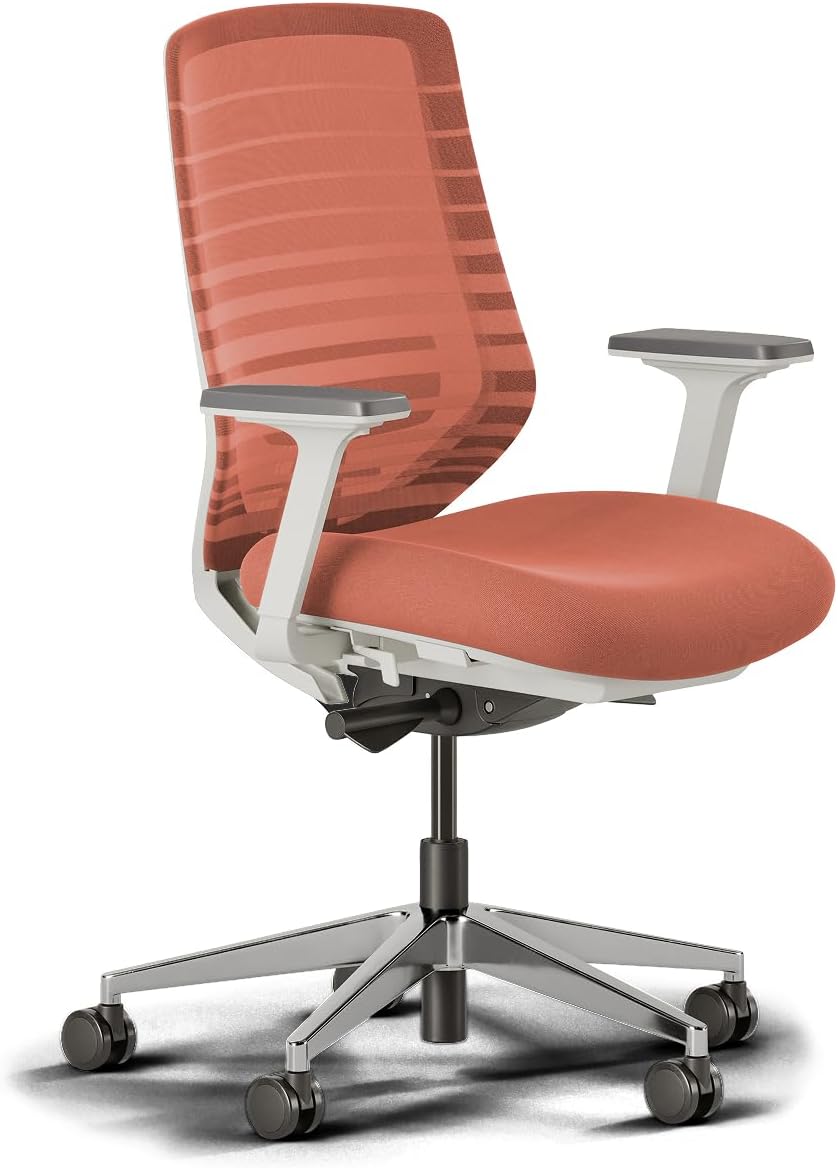 Branch Ergonomic Chair - A Versatile Desk Chair with Adjustable Lumbar Support, Breathable Mesh Backrest, and Smooth Wheels - Experience Optimal Comfort and Support - Poppy