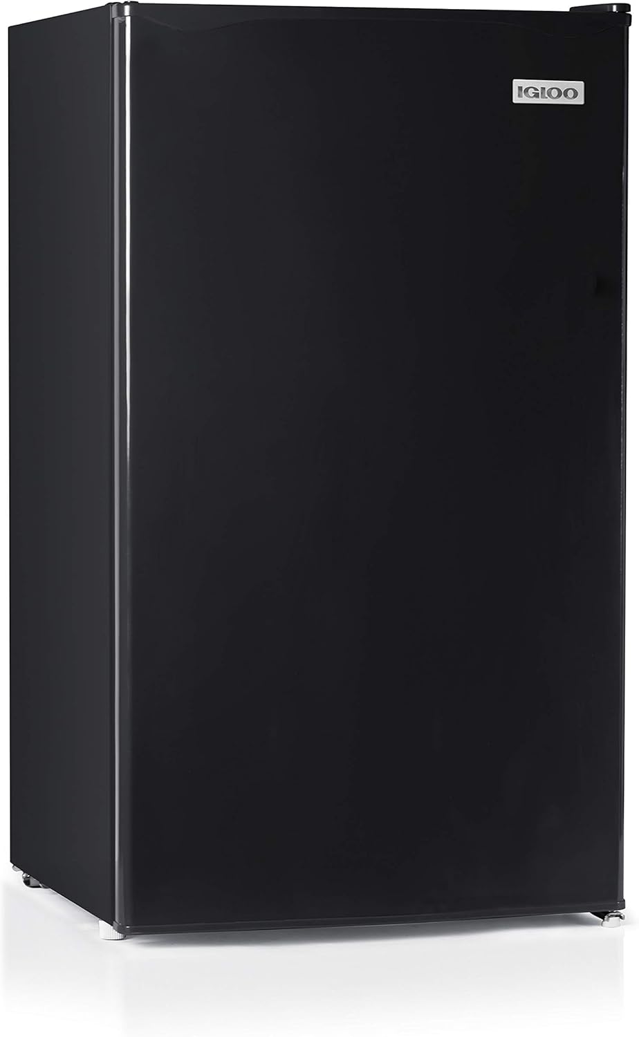 Igloo 3.2 Cu.Ft. Mini Fridge with Freezer - Single Door Compact Refrigerator with Glass Shelves for Homes, Dorms & Offices- Keep Snacks, Drinks & Frozen Foods Cool with Temperature Control Mini Fridge