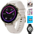Garmin 010-02785-04 Venu 3S Health Fitness GPS Smartwatch Gold Steel Bezel with Ivory Case 41mm | Official USA Partner Model | Bundle with Deco Screen Protector, Fitness & Wellness Suite