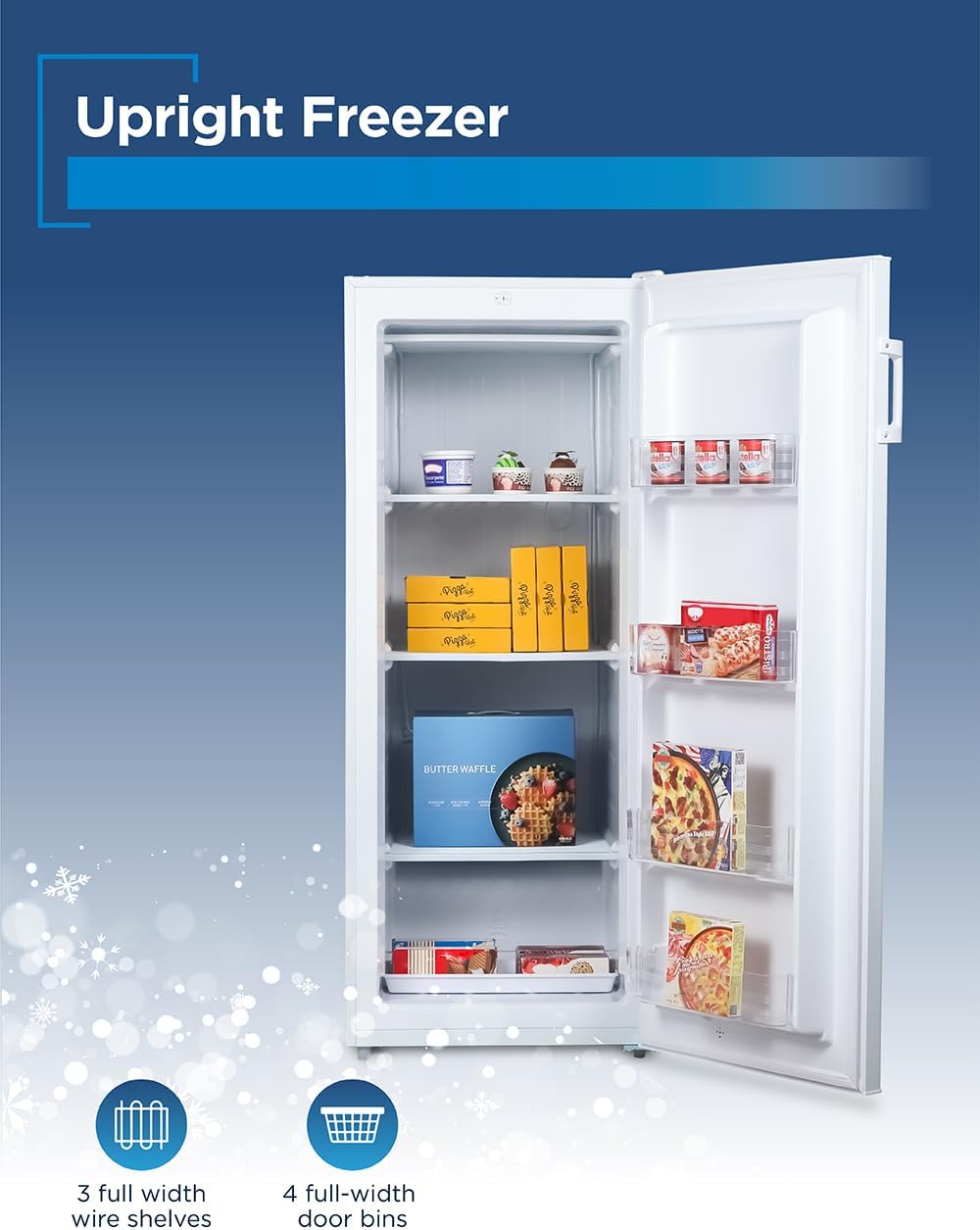 BLACK+DECKER 10 Cu. Ft. Upright Freezer, Stand Up Freezer with Mechanical Temperature Control, Freezer Upright with 3 Shelves and 4 Door Bins, Manual Defrost, R600a Refrigerant, BUF1000LW, White