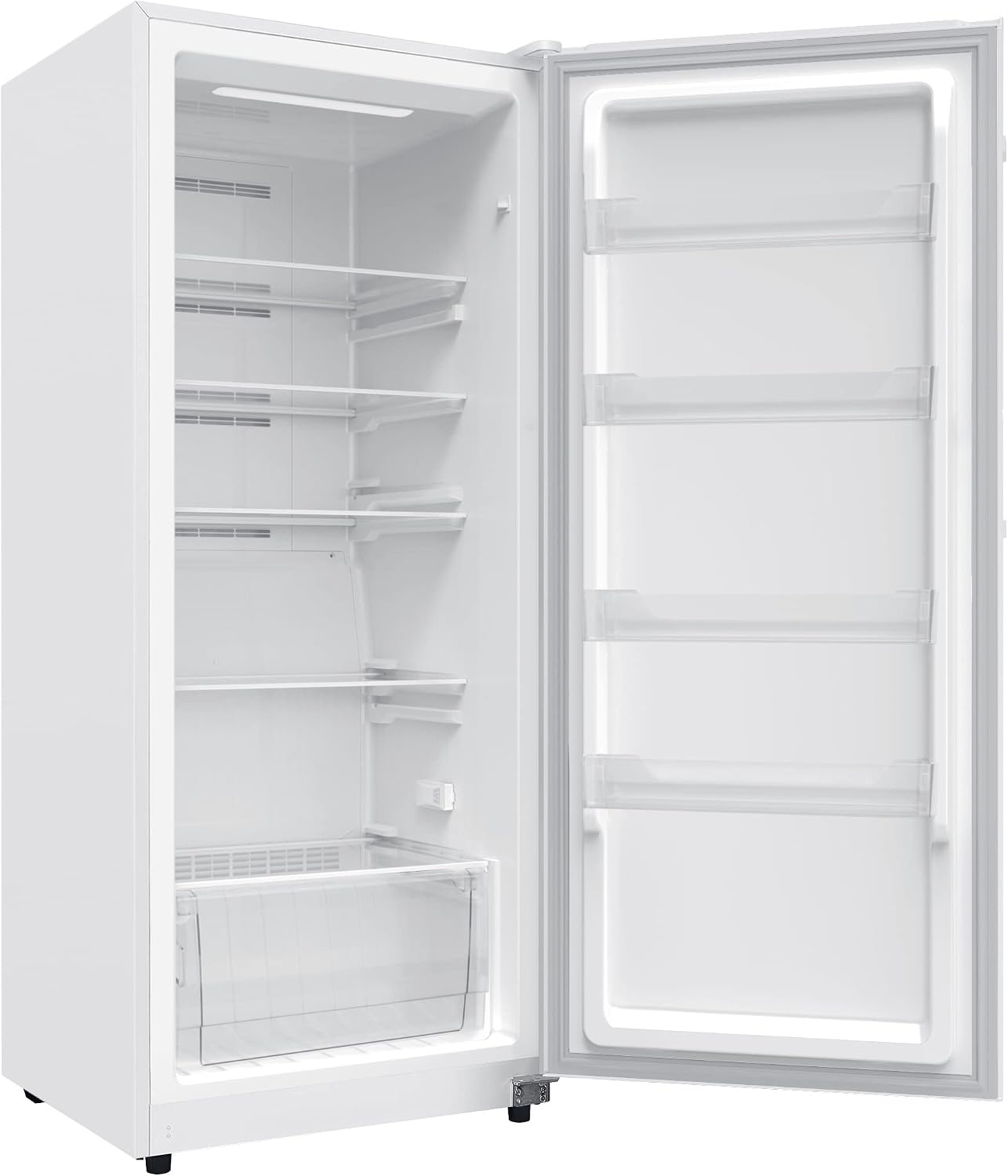 Hamilton Beach HZ4941 14 cu ft Upright Convertible Fridge/Freezer-Frost Free-Reversible Door-Removable Glass Shelves-LED Interior Light, White