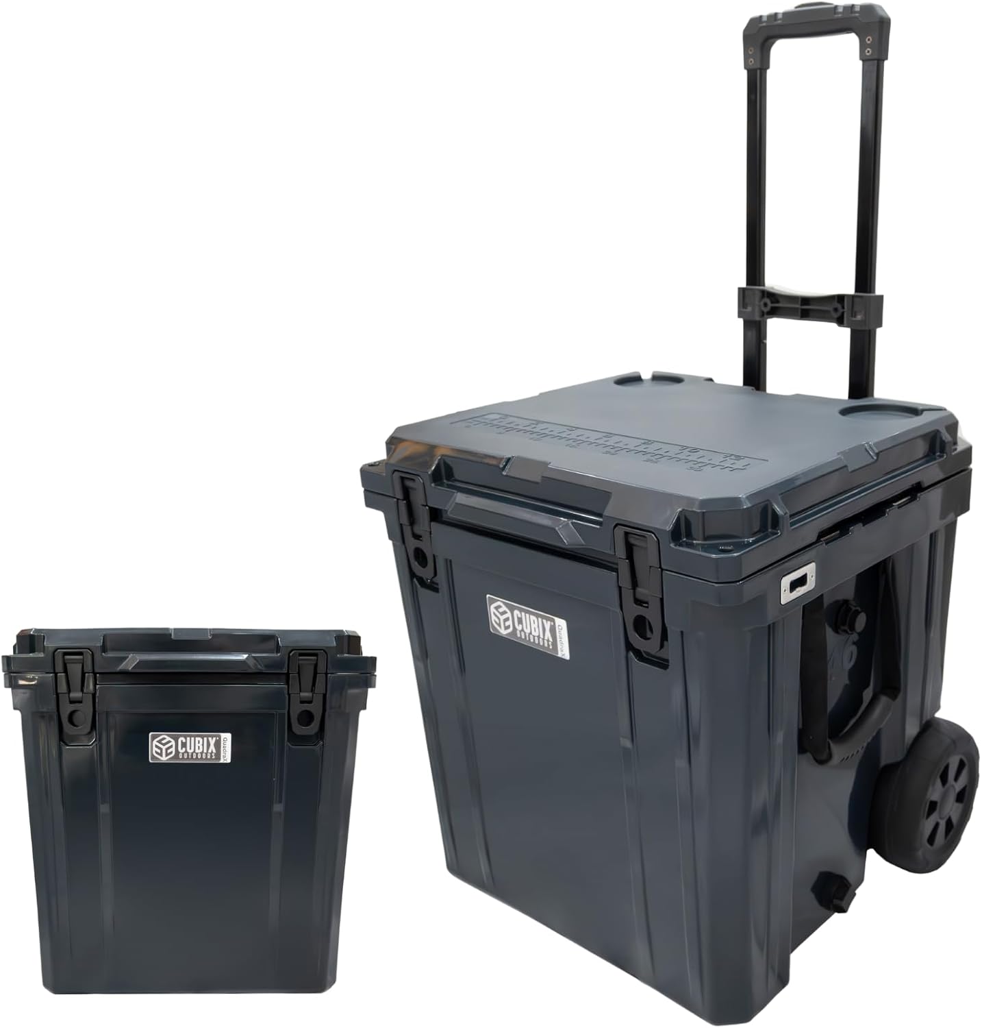 Cubix Outdoors QuadraX 46QT Wheeled Rotomolded Portable Hard Cooler for Camping, Fishing, Beach | Heavy Duty Insulated Ice Chest with Wheels and Handle | Cold Retention 5 Days