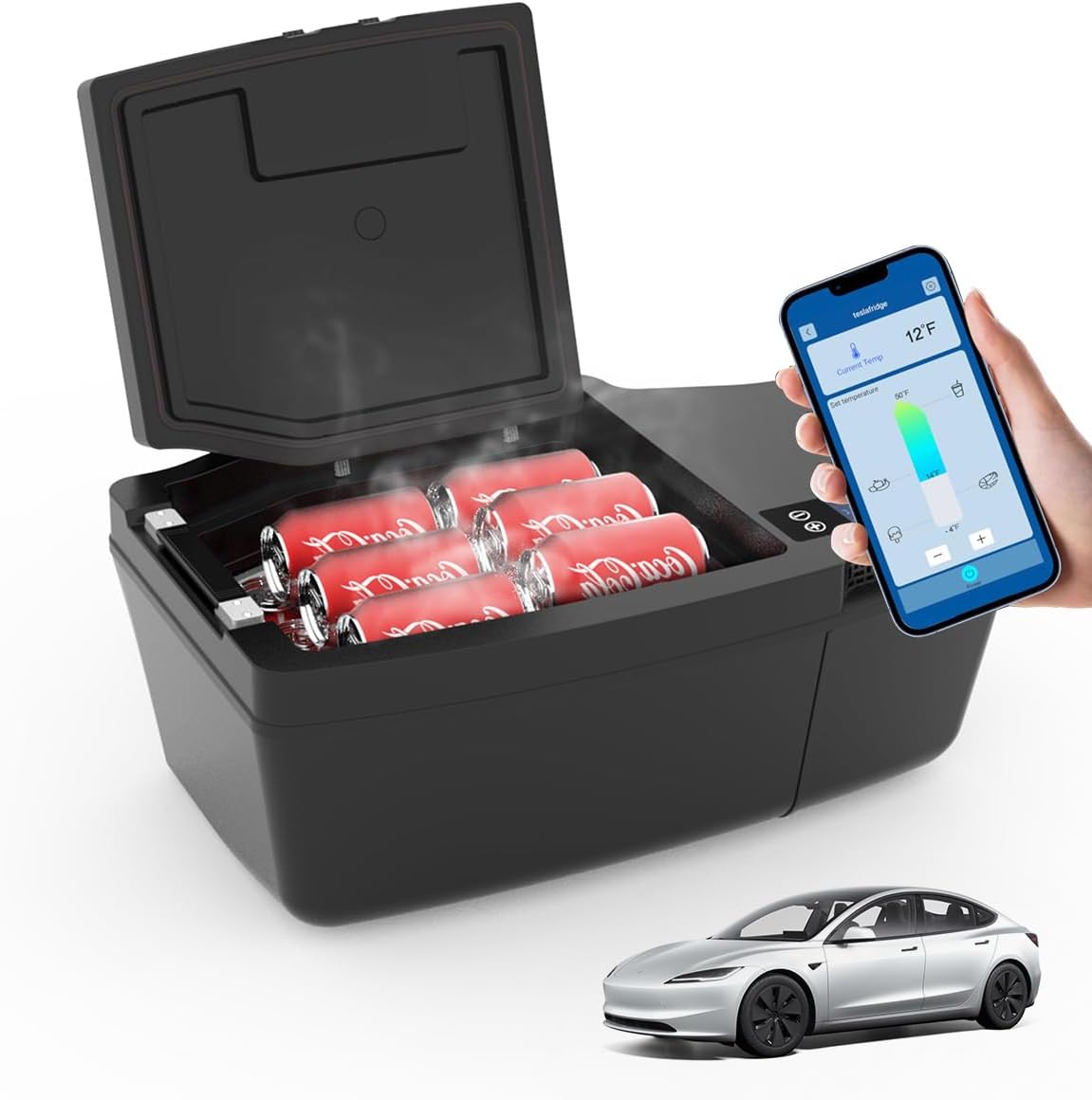 ACOPOWER 12 Volt Car Refrigerator for Tesla Model 3,Tesfridge 21QT Electric Cooler, 12V Fridge APP Control, Portable Freezer Compressor Cooler,-4°F to 68°F,for Outdoor,Travel,Camping, Picnic