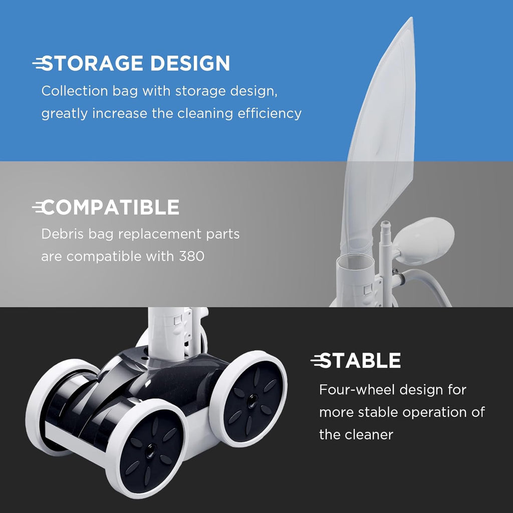 MAKHOON Upgrade Pool Pressure Side Sweeper: Professional Solution for Cleaning Your Swimming Pool (Four Wheels are Better Than Three) Need 1.5' Female Thread Pool Booster Pump Inlet, 4 Bar Pressure