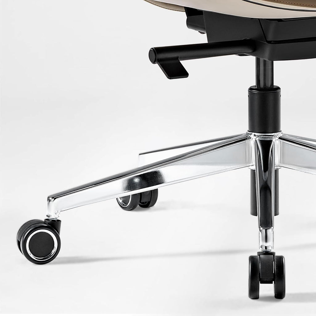 EUREKA ERGONOMIC Alto Leather Desk Chair, Silicone Leather Office Chair with Wheels, High Back Office Chair, Executive Office Chair Comfy for Home & Office, Off-White