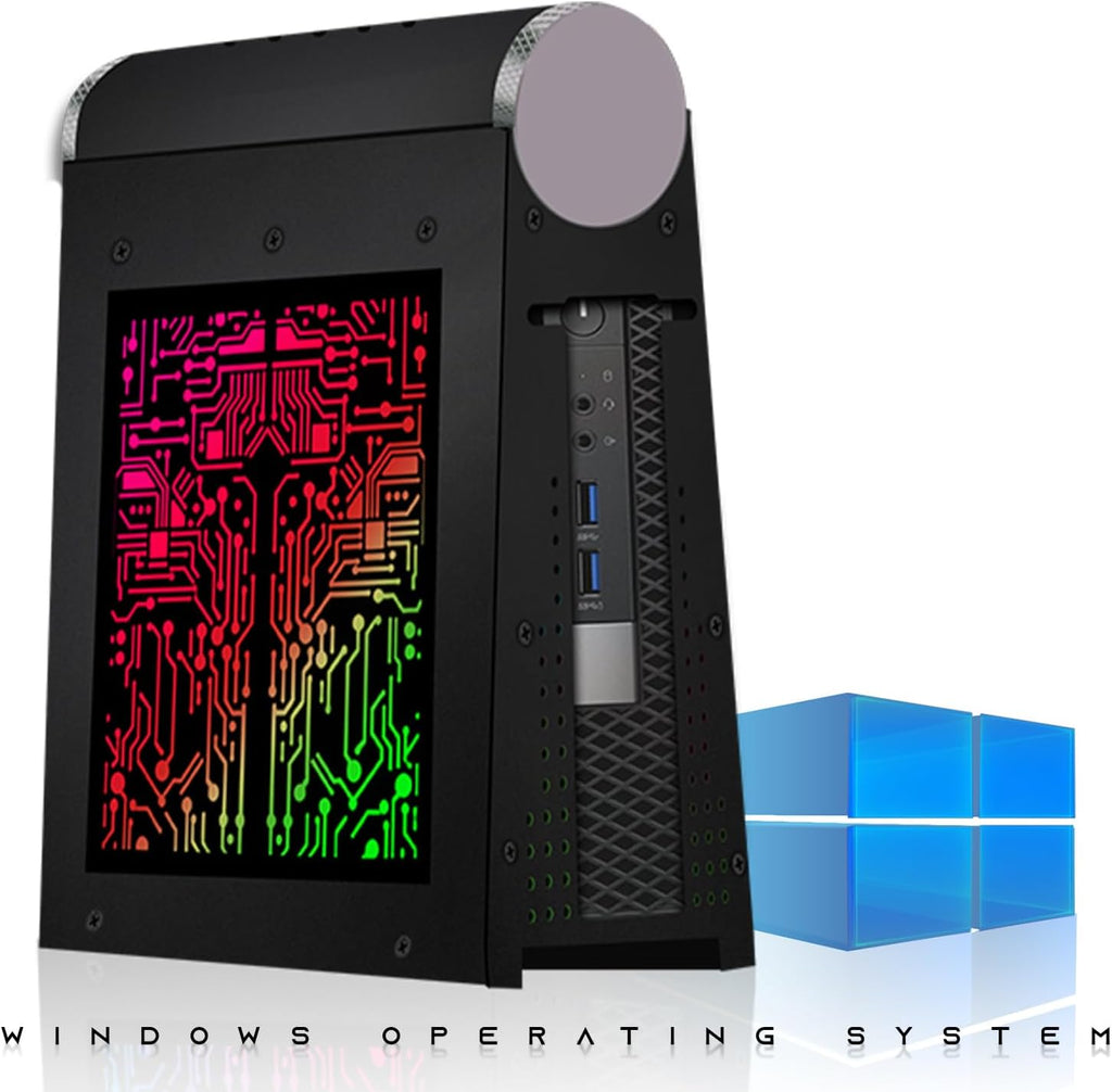 CyberCube Mini PC Bundle, Intel Core i5, 16GB RAM ARGB, 256GB SSD, 32 Inch Curved Monitor, RGB Kit, Webcam, Windows 11 (Renewed)